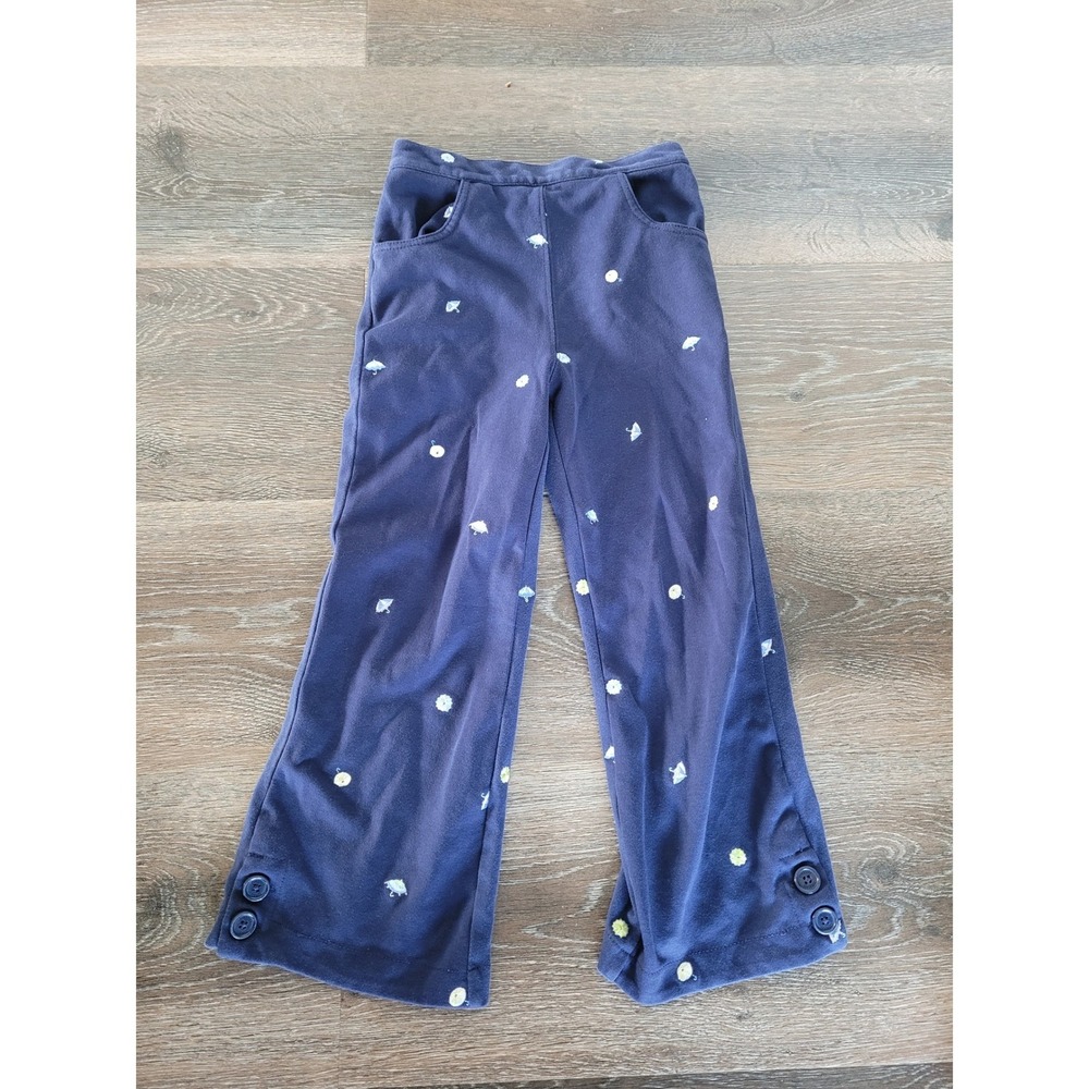 Gymboree Girls Navy Blue Embroidered Umbrella Flare Pants Size 4 Vintage 2003 #1